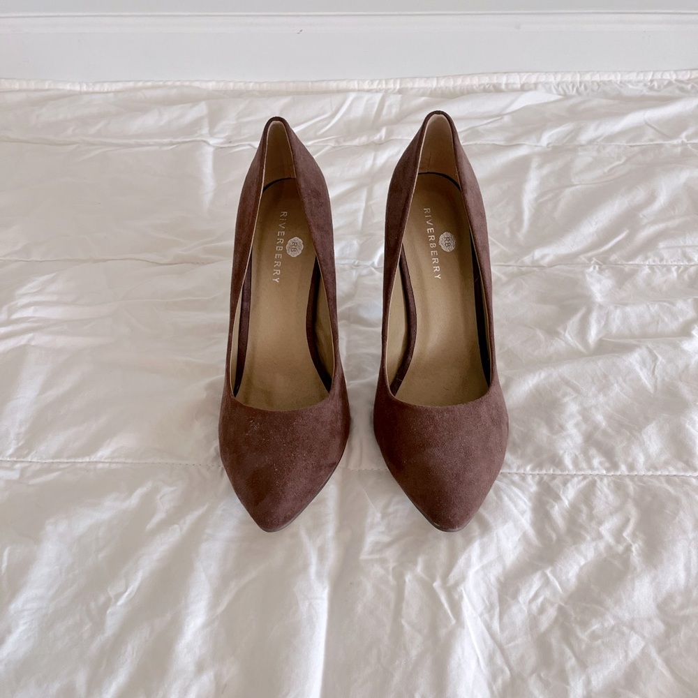 Faux Suede, Brown, High Heels, sz 8.5